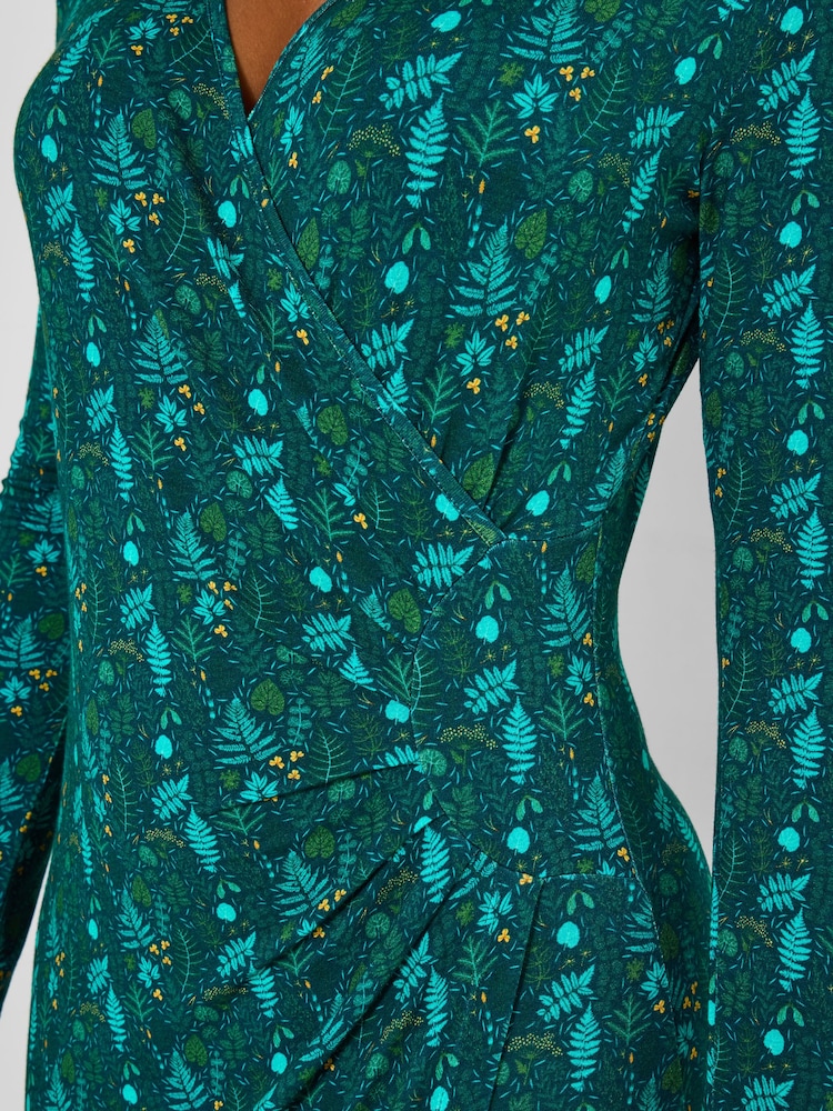 Joe Browns Green Petite Leaf Print Knee Length Dress - Image 2 of 5 Joe Browns Green Petite Leaf Print Knee Length Dress - Image 2 of 5