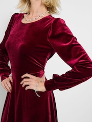 Joe Browns Red Petite Stretchy Velvet Midi Dress - Image 3 of 7