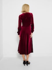 Joe Browns Red Petite Stretchy Velvet Midi Dress - Image 4 of 7