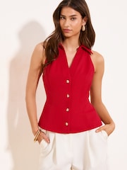 Lipsy Red Collared Fitted Waistcoat - Image 1 of 4