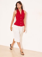 Lipsy Red Collared Fitted Waistcoat - Image 3 of 4