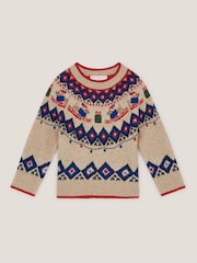 Monsoon Christmas Snow Dog Fair Isle Jumper - Imagen 1 de 1