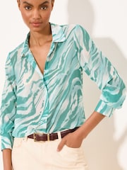 Lipsy Mint Green Zebra Print Chiffon Printed Shirt - Image 2 of 5