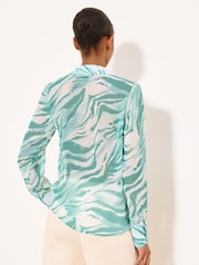 Lipsy Mint Green Zebra Print Chiffon Printed Shirt - Image 4 of 5