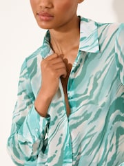Lipsy Mint Green Zebra Print Chiffon Printed Shirt - Image 5 of 5
