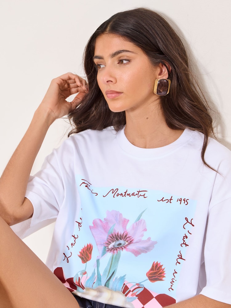 Lipsy Mandy Sade Print Oversized T-Shirt - Image 2 of 4