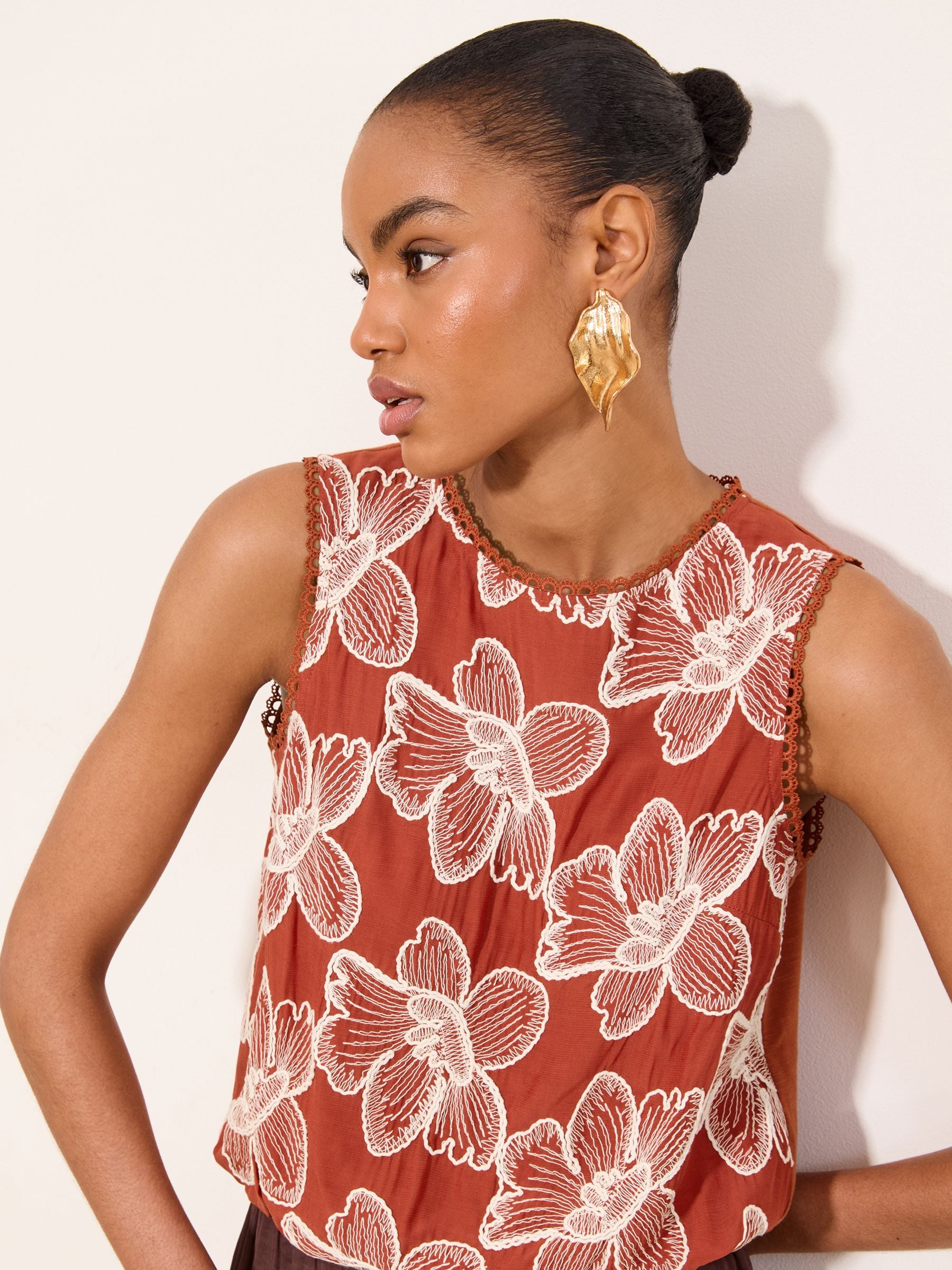 Buy Lipsy Rust Red Cornelli Bubble Hem Top from Next USA