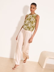Lipsy Olive Green Cornelli Bubble Hem Top - Image 1 of 4