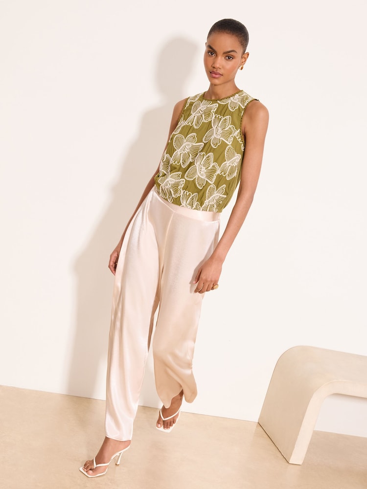 Lipsy Olive Green Cornelli Bubble Hem Top - Image 1 of 4