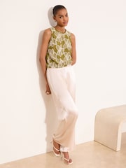 Lipsy Olive Green Cornelli Bubble Hem Top - Image 2 of 4