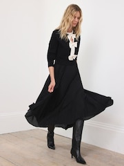 Mint Velvet Black Bow Detail Layered Maxi Dress - Image 3 of 8
