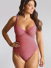 Panache Red Gingham Paloma Balcony Wired Swimsuit - Image 1 of 3