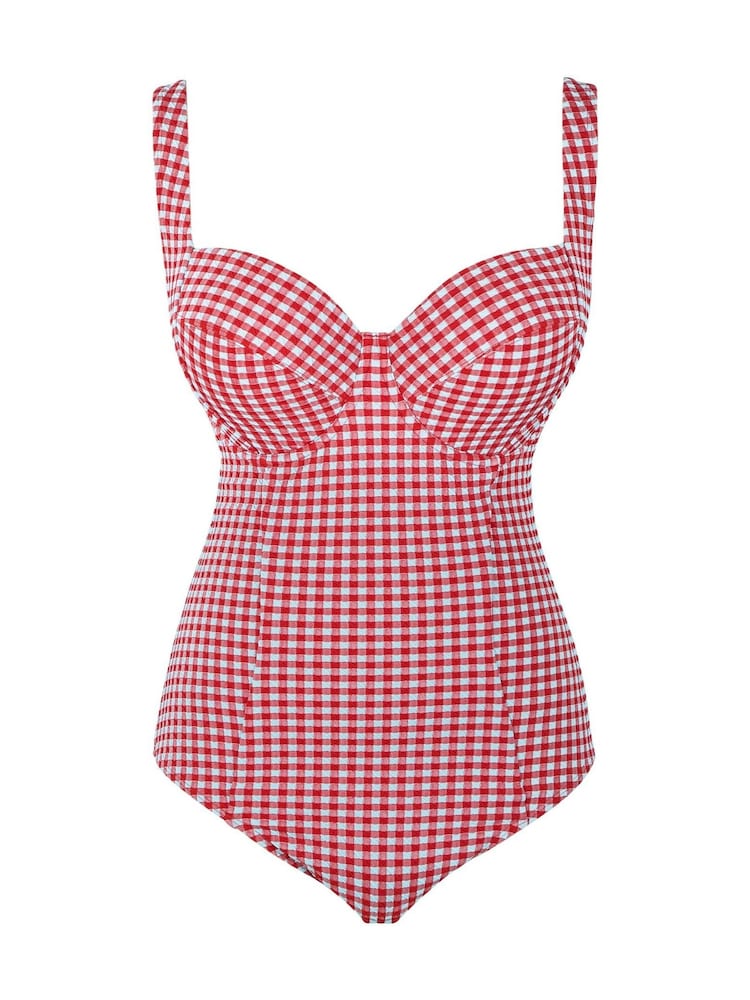 Panache Red Gingham Paloma Balcony Wired Swimsuit - Image 3 of 3 Panache Red Gingham Paloma Balcony Wired Swimsuit - Image 3 of 3