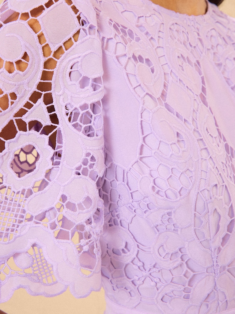 Love & Roses Lilac Purple Lace Angel Sleeve Mini Dress - Image 5 of 5 Love & Roses Lilac Purple Lace Angel Sleeve Mini Dress - Image 5 of 5