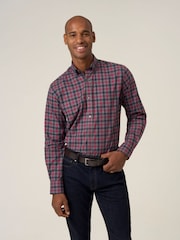 Skopes Blue Cotton Casual Regular Fit Check Shirt - Image 1 of 8