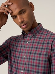 Skopes Blue Cotton Casual Regular Fit Check Shirt - Image 7 of 8