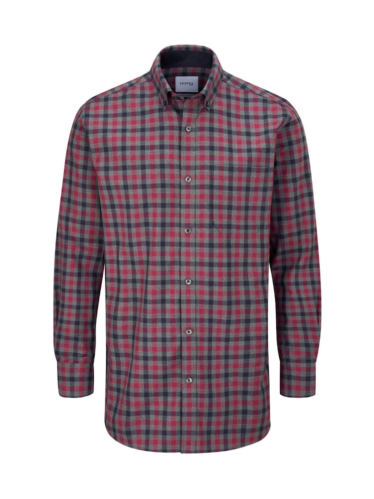 Skopes Blue Cotton Casual Regular Fit Check Shirt - Image 8 of 8 Skopes Blue Cotton Casual Regular Fit Check Shirt - Image 8 of 8