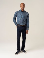 Skopes Chambray Blue Cotton Casual Regular Fit Check Shirt - Image 3 of 7