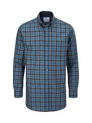 Skopes Chambray Blue Cotton Casual Regular Fit Check Shirt - Image 7 of 7
