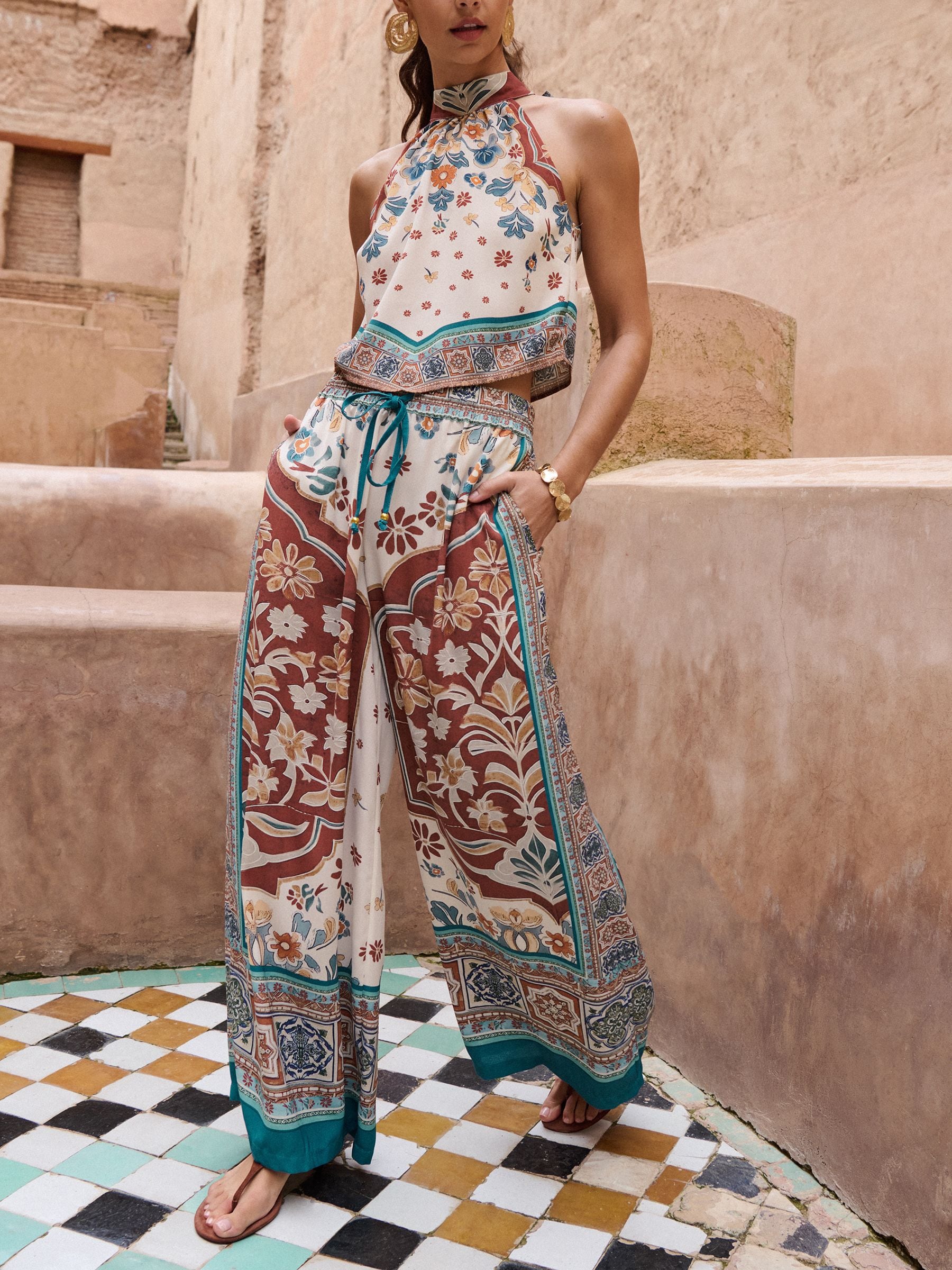 Buy Lipsy Paisley Printed Wide Leg Trousers from the Next UK