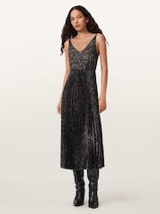 AllSaints Green Evia Dress - Image 3 of 5