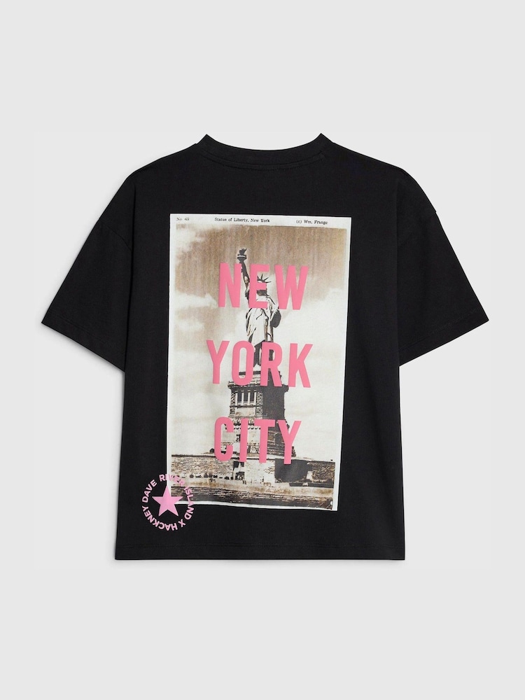 River Island Black Hackney Dave New York T-Shirt - Image 1 of 4