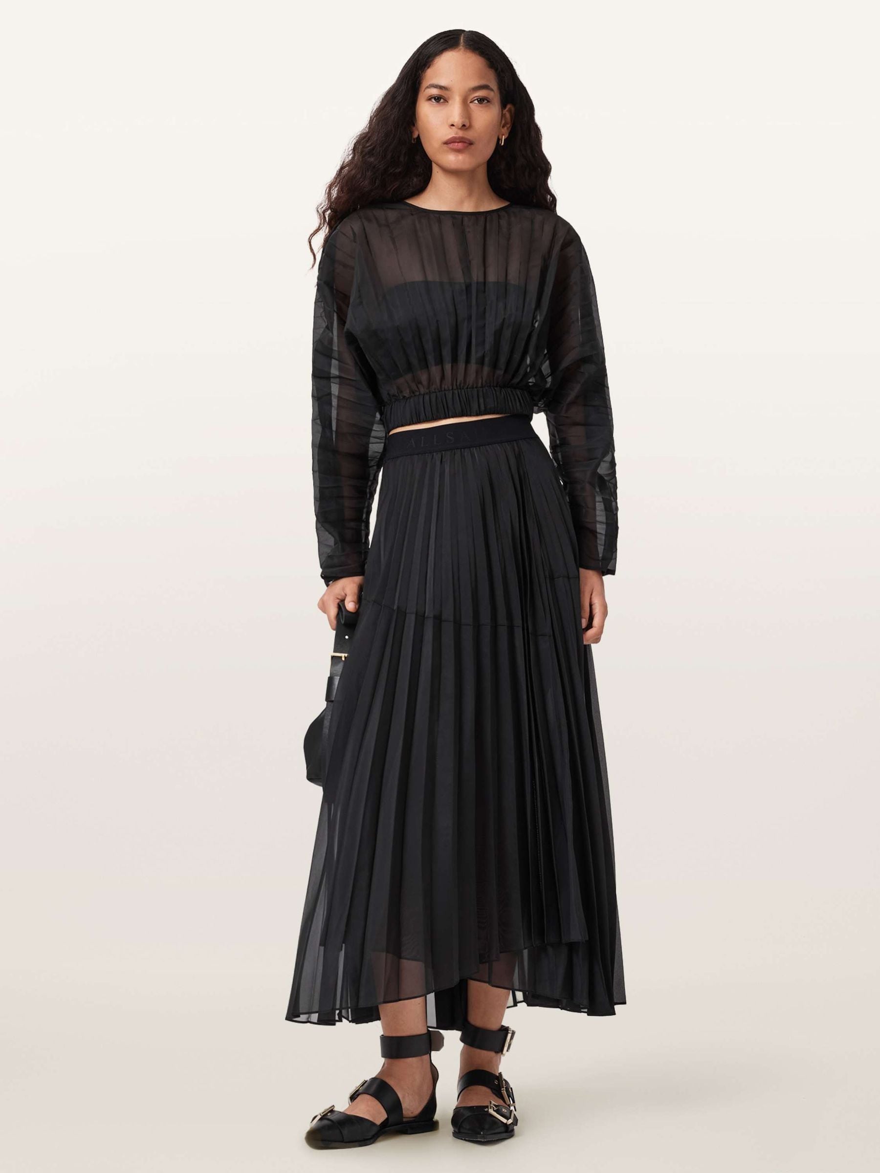 Buy AllSaints Black Micaela Pleat Skirt from Next USA