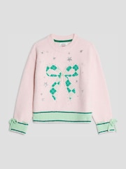River Island Pink Argyle Bow Jumper - Image 3 of 4