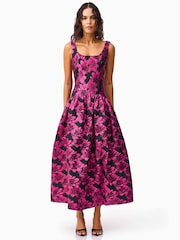 Elliatt Pink Holly Floral Jaquard Midi Dress - Image 1 of 5
