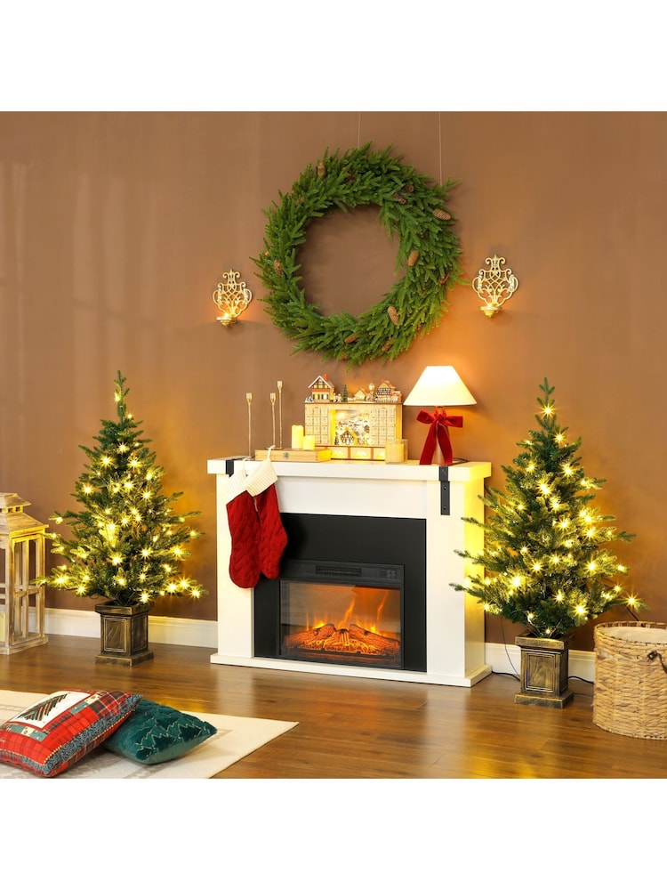 Homcom Green Set of 2 Prelit 4ft Christmas Tree with Realistic tips - Image 2 of 6 Homcom Green Set of 2 Prelit 4ft Christmas Tree with Realistic tips - Image 2 of 6