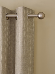 Set of 2 Natural Woven Stab Stitch Stripe Eyelet Lined Curtains - Image 1 of 5