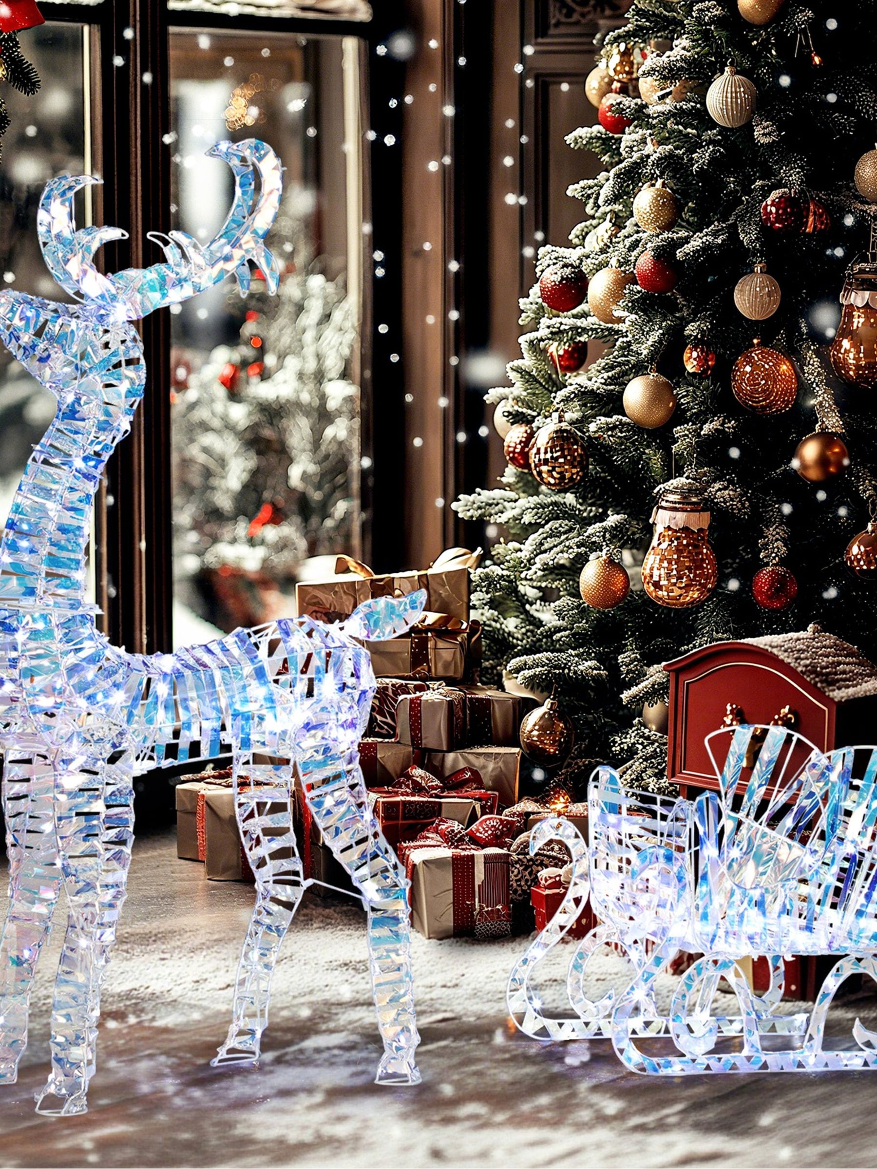 Outsunny Lighted Christmas Reindeer With Sleigh, Waterproof Holiday Decor - Image 5