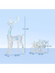 Outsunny Silver Tone Lighted Christmas Reindeer with Sleigh - Image 4 of 6