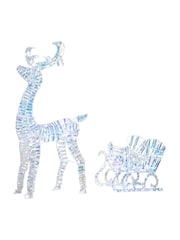 Outsunny Silver Tone Lighted Christmas Reindeer with Sleigh - Image 5 of 6