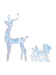Outsunny Silver Tone Lighted Christmas Reindeer with Sleigh - Image 6 of 6