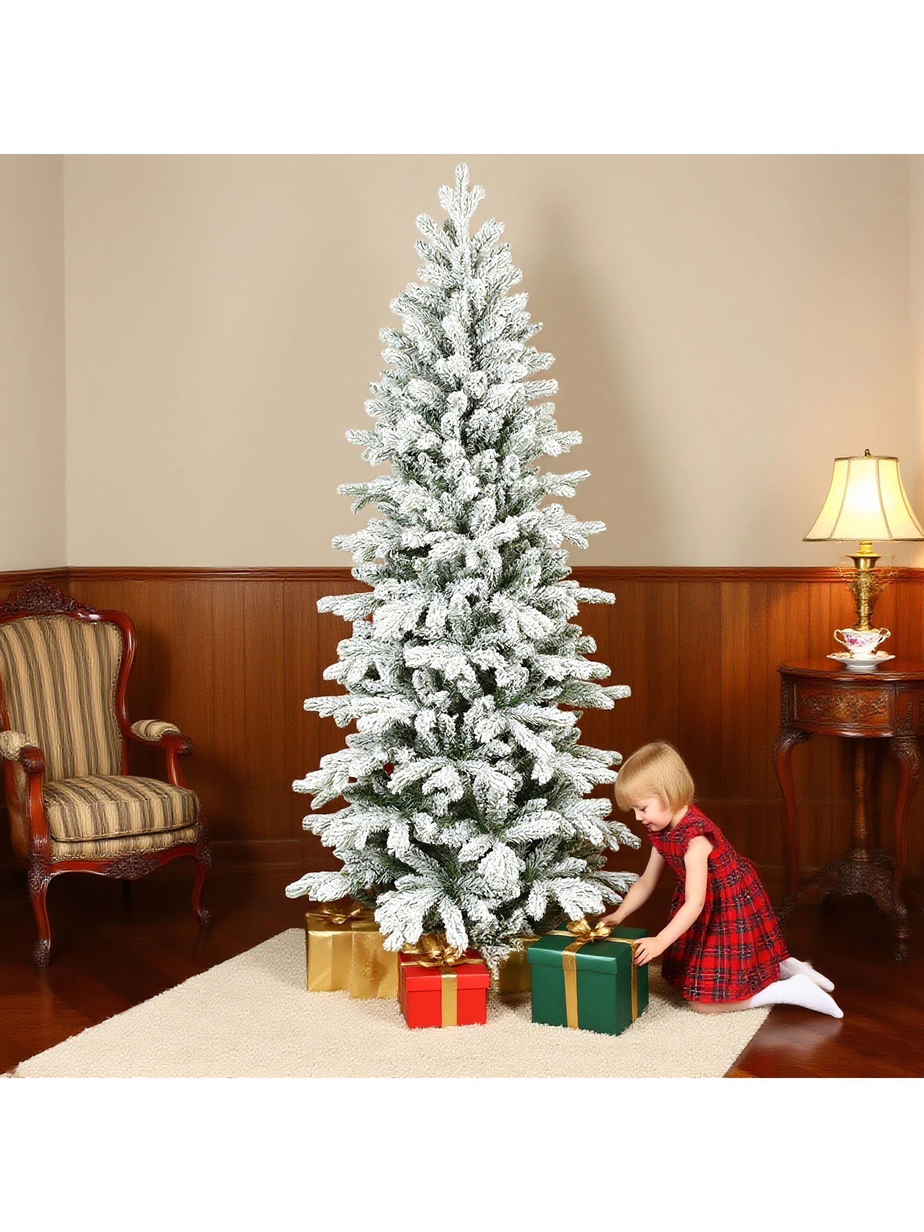 Homcom 6Ft Pencil Christmas Tree With Snow, Realistic Tips, Easy Assembly - Image 6