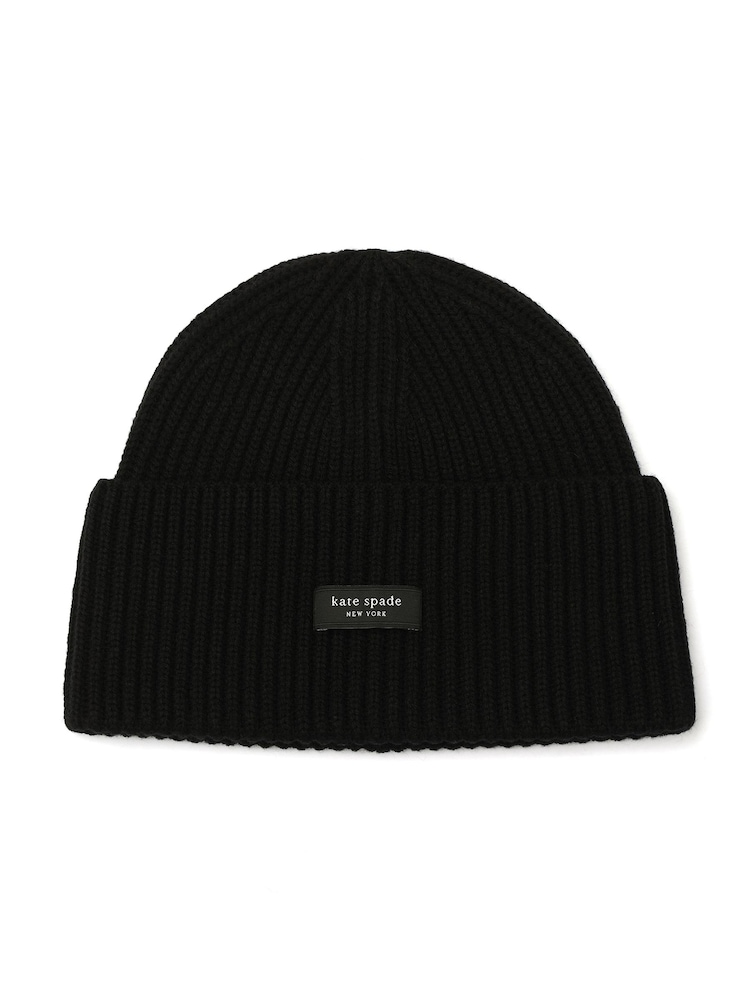 kate spade new york Sam Label Black Beanie - Image 1 of 4 kate spade new york Sam Label Black Beanie - Image 1 of 4