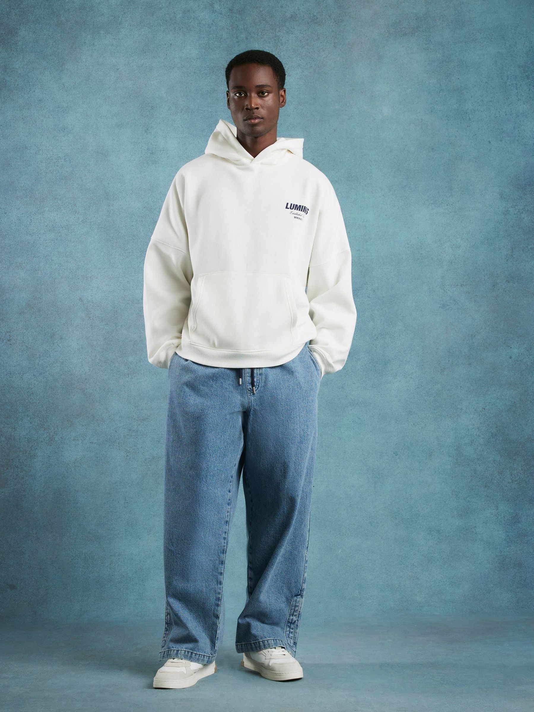 Buy River Island Cream Oversized Luminis Hoodie from Next Oman