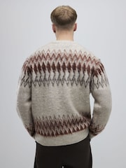 River Island Natural Fairisle Crew Jumper - Image 2 of 3