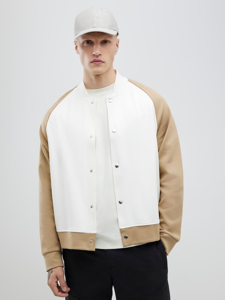 River Island Cream Blocked Bomber Jacket - Image 1 of 4