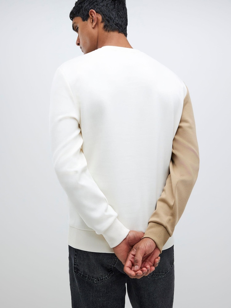 River Island Natural Scuba Blocked Crew Neck Sweat Top - Image 2 of 4 River Island Natural Scuba Blocked Crew Neck Sweat Top - Image 2 of 4