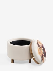 Tailored Linen Look Natural Hamish Print Ashton Upholstered Storage Stool - Image 10 of 10