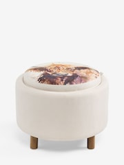 Tailored Linen Look Natural Hamish Print Ashton Upholstered Storage Stool - Image 8 of 10