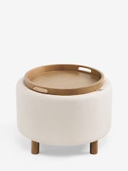 Tailored Linen Look Natural Hamish Print Ashton Upholstered Storage Stool - Image 9 of 10