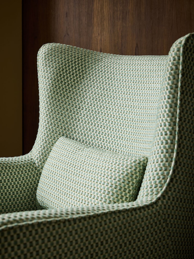 Geo Chenille Green Pendry Large Highback Armchair - Image 2 of 9