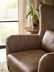 Easton Faux Leather Tan Leather Pendry Large Highback Armchair - Image 2 of 10