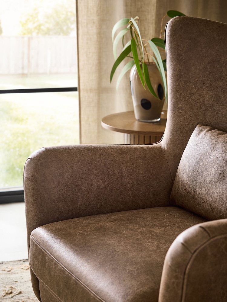 Easton Faux Leather Tan Leather Pendry Large Highback Armchair - Image 2 of 10