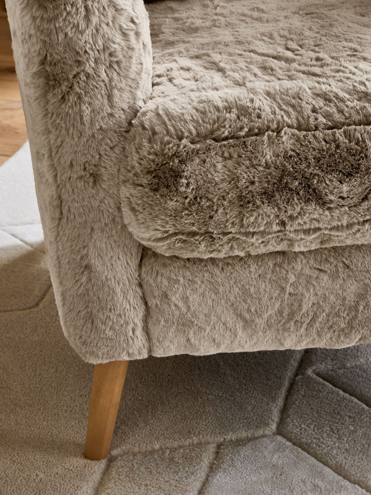 Oslo Faux Fur Mink Brown Pendry Large Highback Armchair - Image 2 of 10