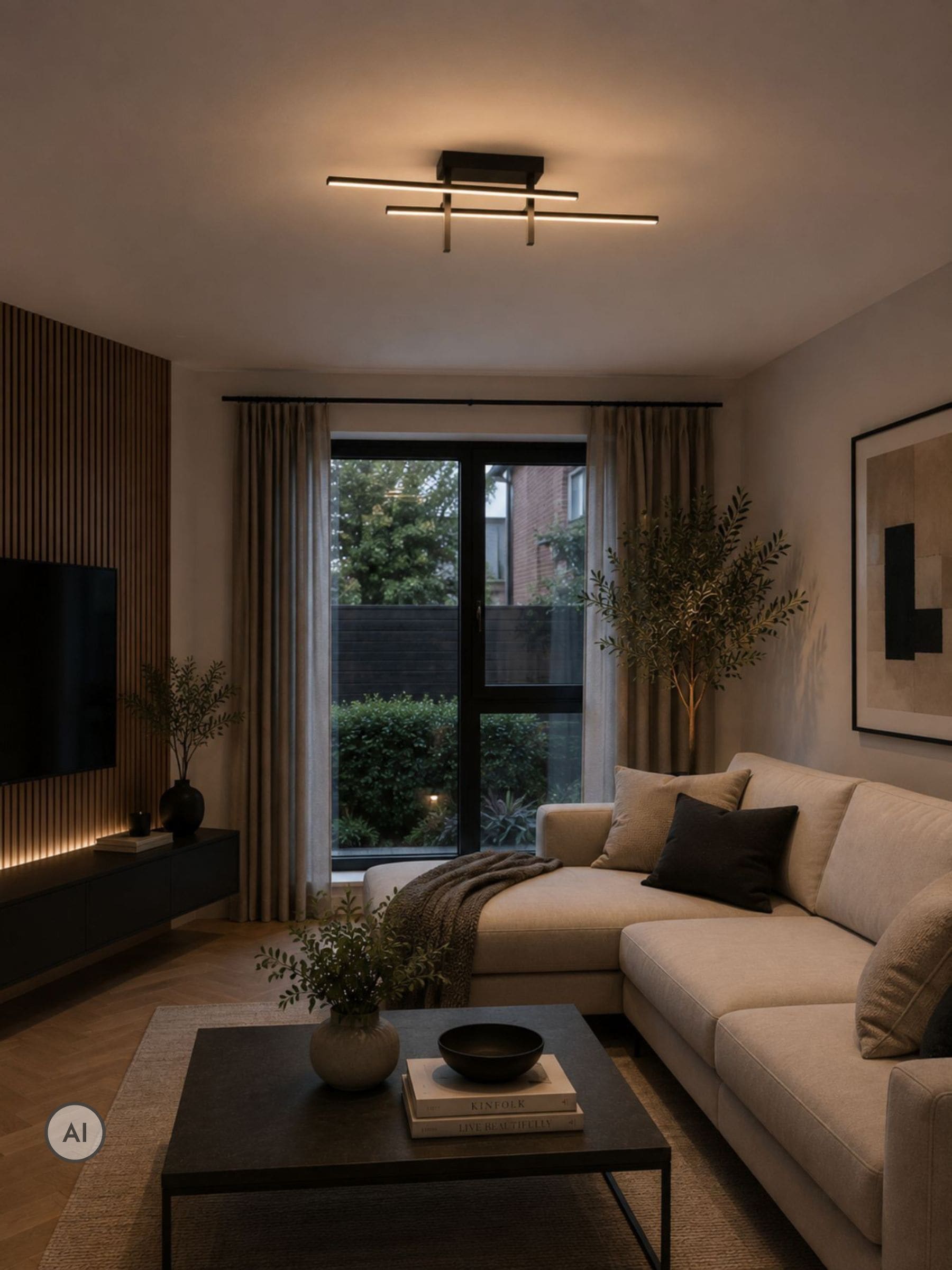 B&Q -  Trepiliano Aluminium & Steel Black Modern Led Linear Ceiling Light - Image 4
