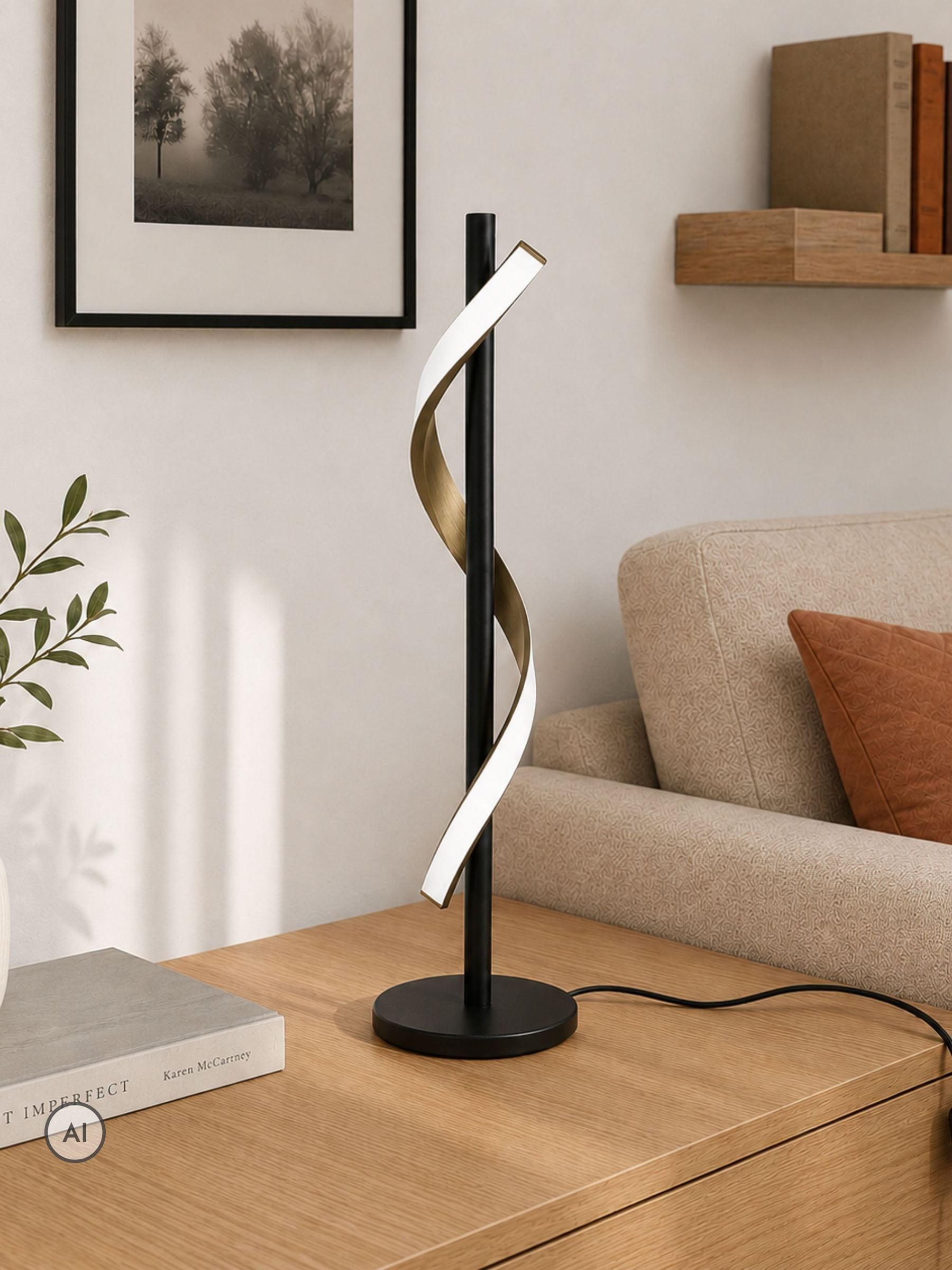 B&Q - Conaprato Black & Brushed Brass Modern Table Lamp - Image 2